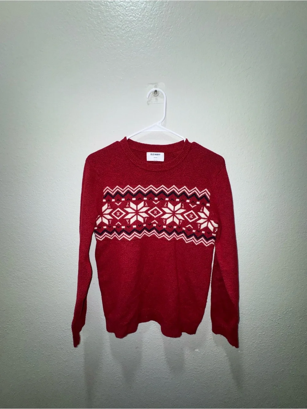 Old Navy Red Nordic Pattern Crewneck Sweater